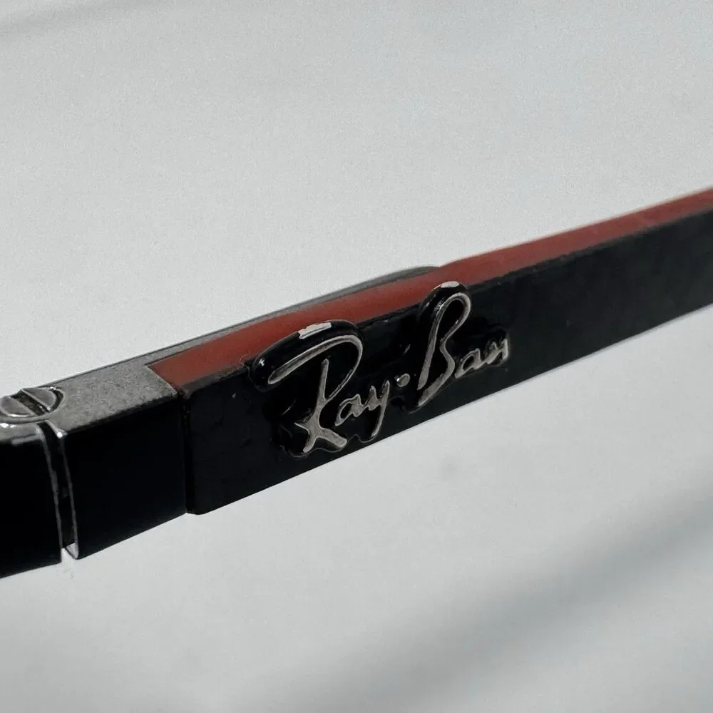 Ray-Ban RB8411 2509 Black Red Semi-Rimless Eyeglass Frames 52-17-140
